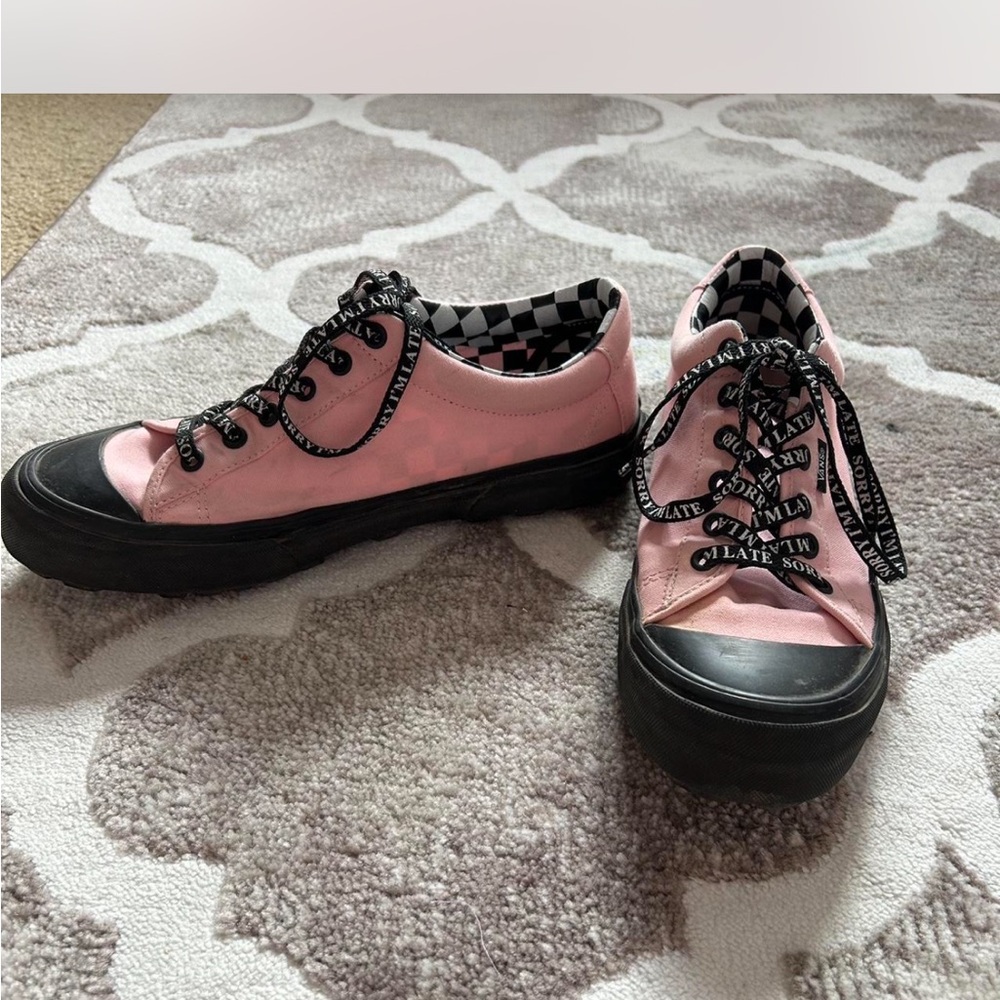 Lazy Oaf x Vans  Pink and Black Checkered Sneakers